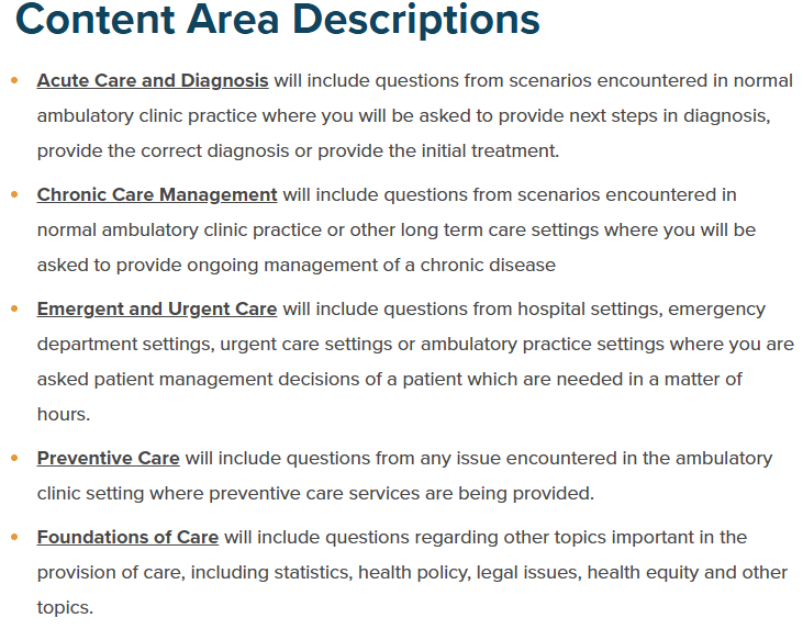 ABFM  Content area descriptions