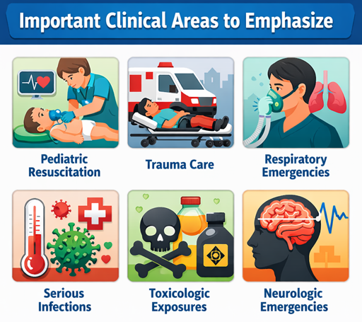 Important clinical areas to emphasize