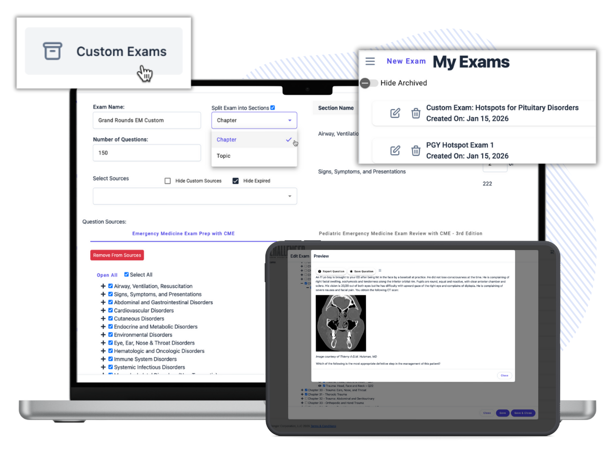 Institutional Medical Education Library and LMS for Healthcare Training Programs - Custom Exam Builder