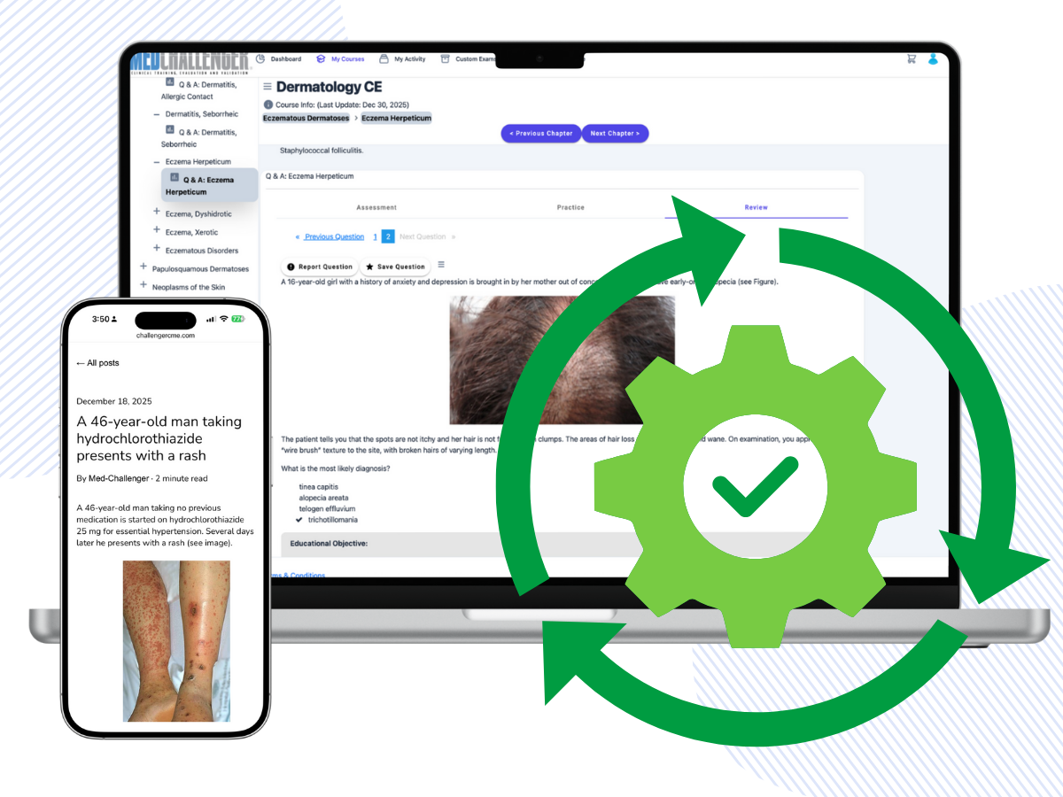 Dermatology CME for physicians, nurses, PAs, Dermatology CE - Continually updated medical education content keeps you current