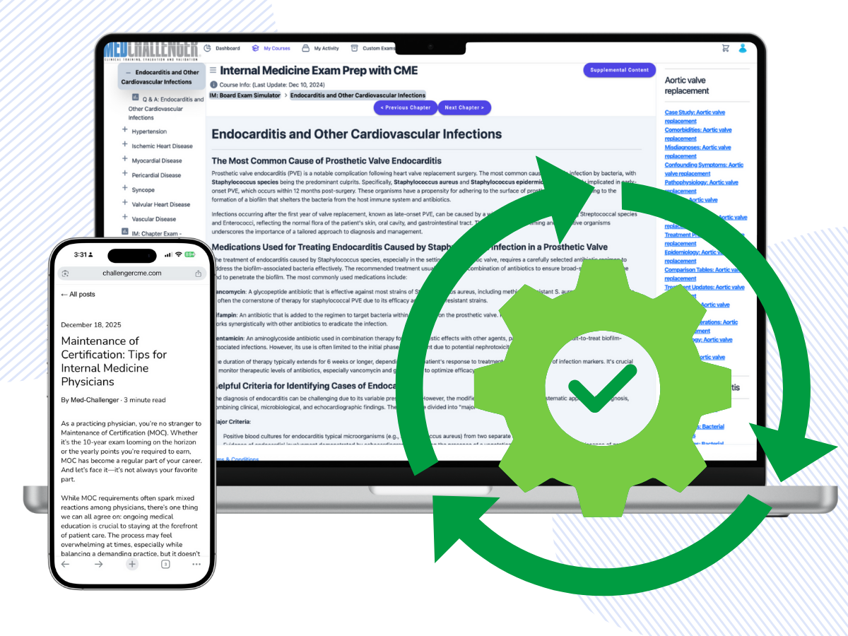 ABIM exam review with CME - Continually updated internal medicine education content keeps you current