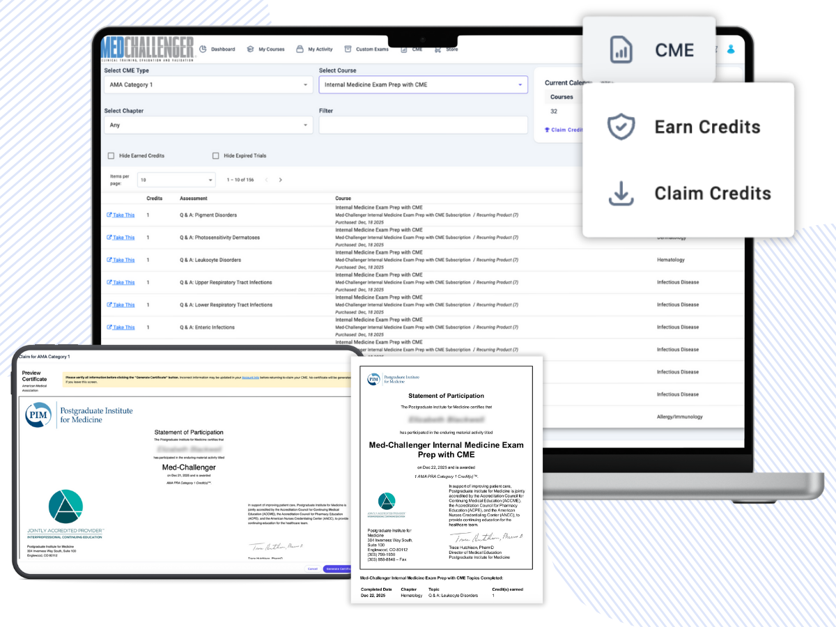 ABIM exam review with CME - Earn AMA PRA Category 1 credit and ABIM MOC points