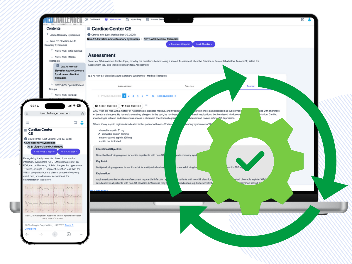 Cardiac Center CME CE, Joint Commission Cardiac CME course for physicians, nurses, PAs - Continually updated medical education content keeps you current