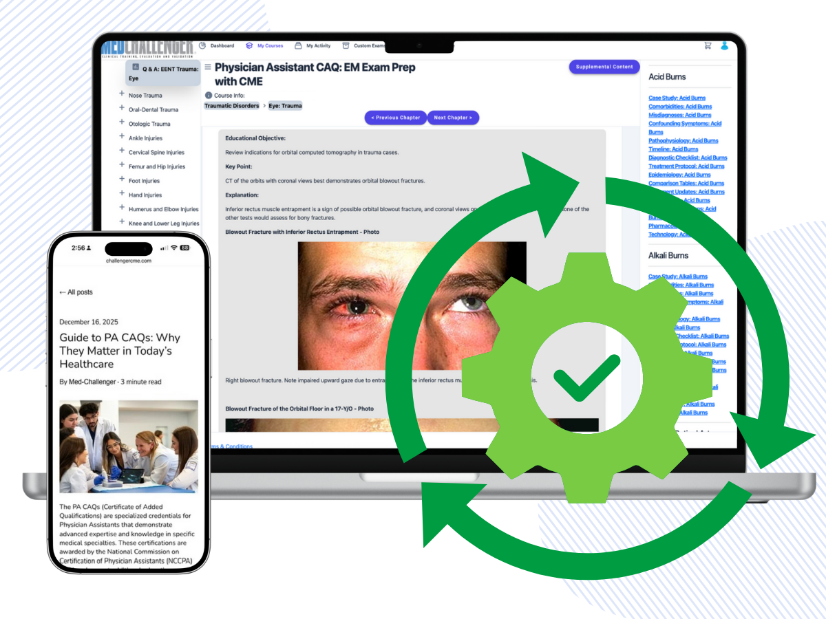 Physician Assistant CAQ EM exam review with CME - Continually updated medical education content keeps you current
