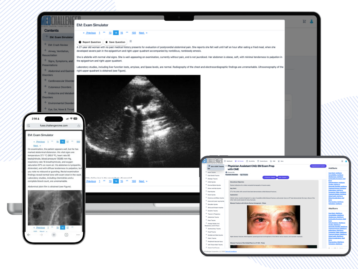 Physician Assistant CAQ EM exam review with CME, physician assistant CAQ emergency medicine exam prep 2