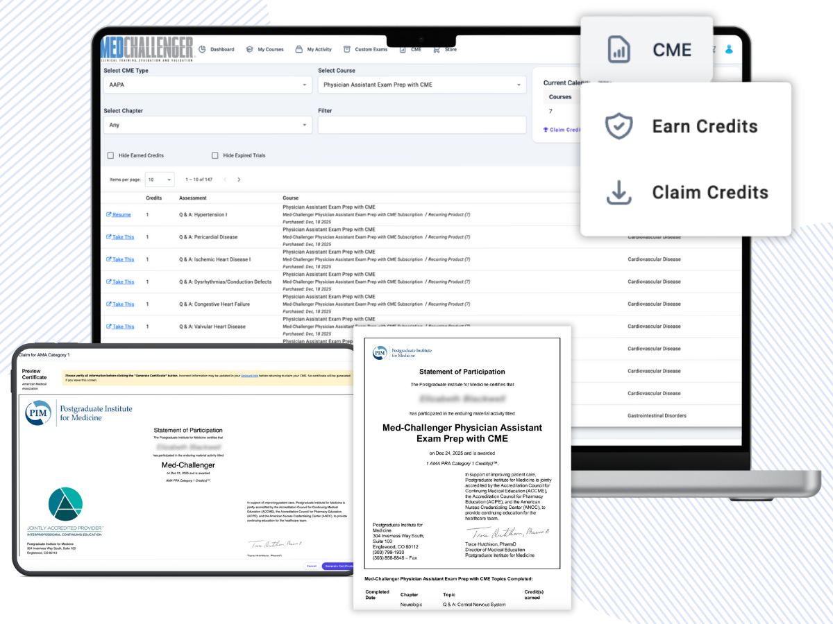 Physician Assistant exam review with AAPA CME, Physician Assistant CME - Earn AAPA CME credit, AMA PRA Category 1 credit