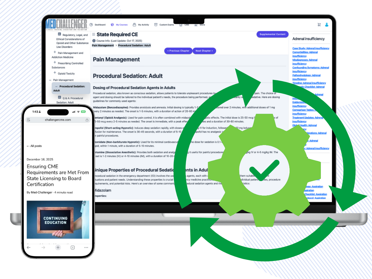 State-required CME CE, State CME requirements course, Required CME credits for physicians, nurses, PAs - Continually updated medical education content keeps you current