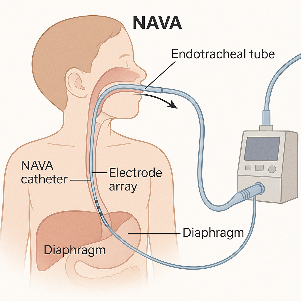 Commonly missed question in Emergency Medicine Exam preparation for pediatric intubation and NAVA guidelines.