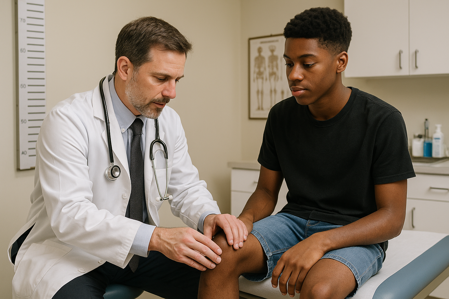 A 15-year-old wrestler complains of blisters on his leg.
