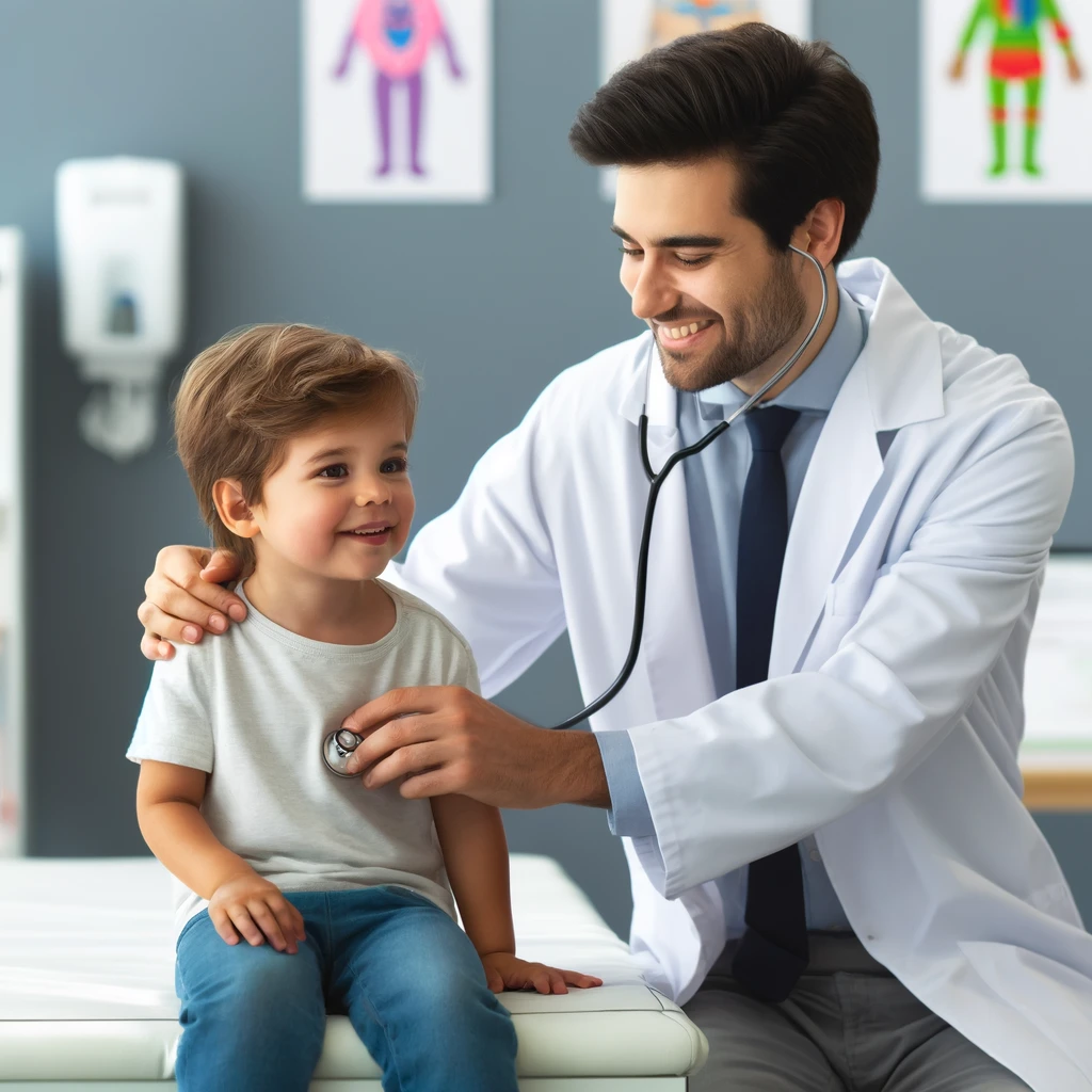Pediatrician with patient